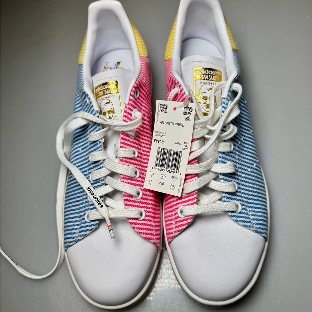 Adidas Limited Edition Pink Blue & Yellow Sam Smith Pride Athletic Men Sneakers